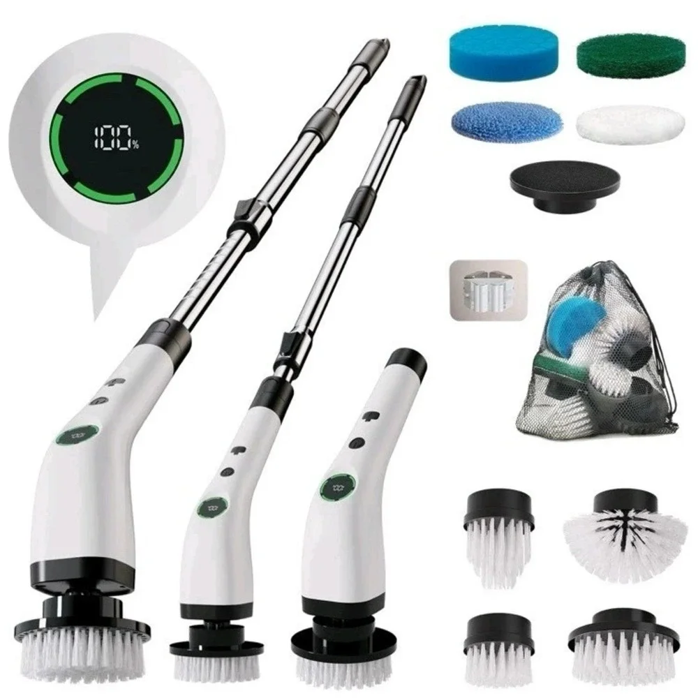 Quality -Electric Bathroom Cleaning Brush Cordless Spin Scrubber Waterproof PINK